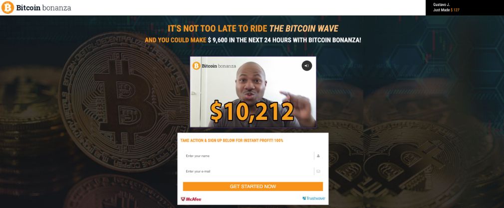 Bitcoin Bonanza Erfahrungen - Screenshot der Webseite